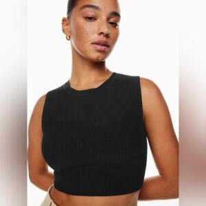 NWOT Babaton Aritzia Sculpt Knit Ribbed Muscle Cropped Tank Black Size Medium